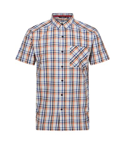 Mens Mindano Viii Checked Short-sleeved Shirt New Royal Persimmon Marshmallow Regatta
