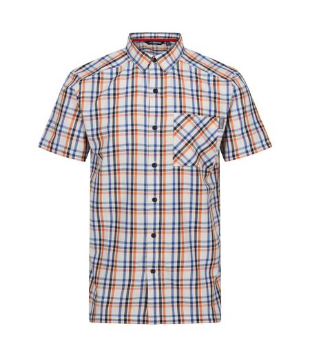 Mens Mindano Viii Checked Short-sleeved Shirt New Royal Persimmon Marshmallow Regatta