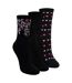 3 Pairs Ladies Floral Pattern Socks - Soft Cotton Rich Everyday Socks-1