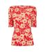 T-shirt Motif/style Floral Femme Rouge Marron Clair Ralph Lauren-1