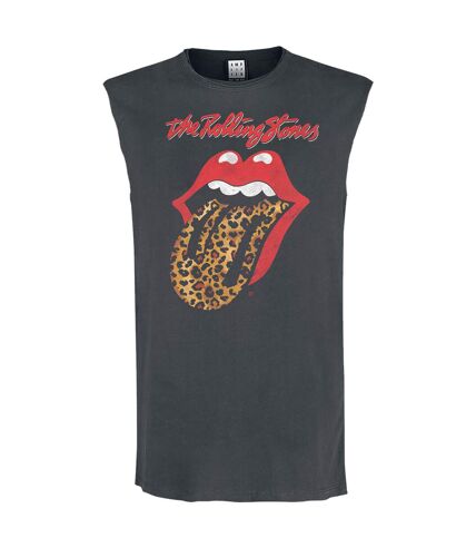 Amplified Mens Leopard Tongue The Rolling Stones Tank Top (Charcoal)