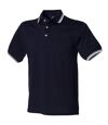Henbury Mens Classic Tipped Collar & Cuff Polo Shirt (Navy White tipping)
