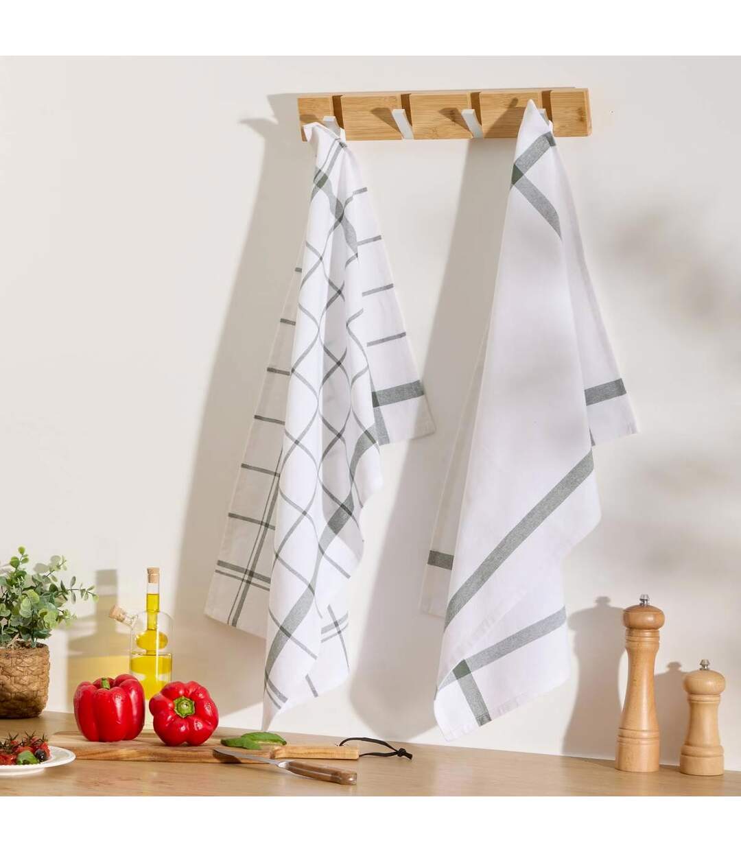 Lot de 2 Torchons de Cuisine Traditionnels 70cm Vert-4