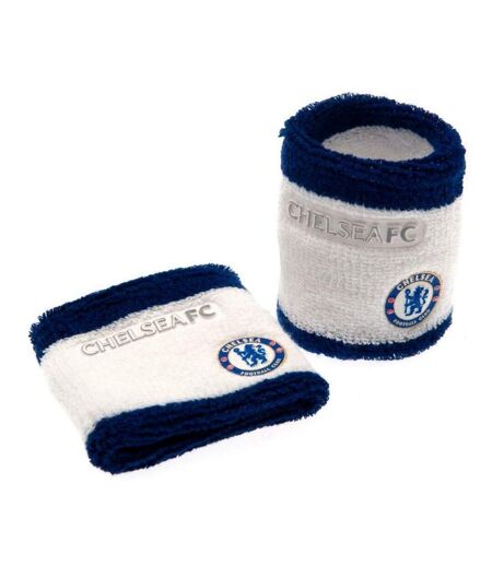 Chelsea FC Crest Cotton Wristband (Pack of 2) (White/Navy) (One Size) - UTRD2622
