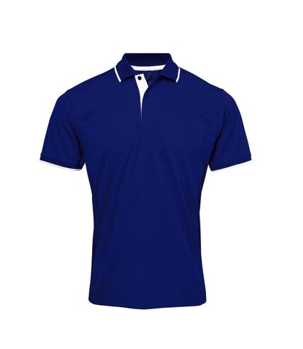 Premier Mens Contrast Coolchecker Polo Shirt (Royal/White) - UTRW5520
