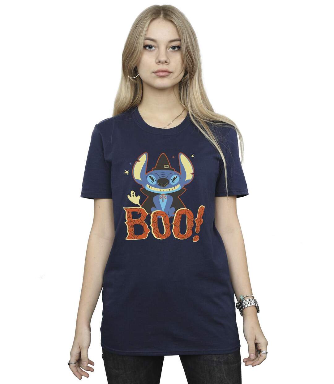Disney T-shirt boyfriend en coton Lilo & Stitch Womens/Ladies Boo ! (Bleu marine) - UTBI30491-2