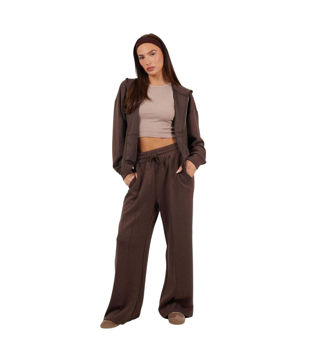 Womens/ladies Scuba Full Zip Hoodie Chocolate Brave Soul-4