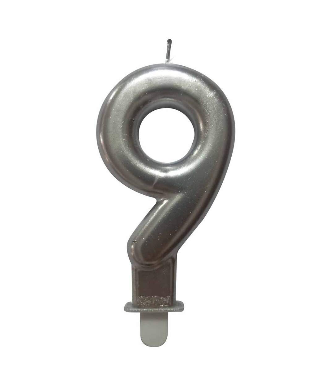 Bougie d'Anniversaire Chiffre 9 7cm Argent-1
