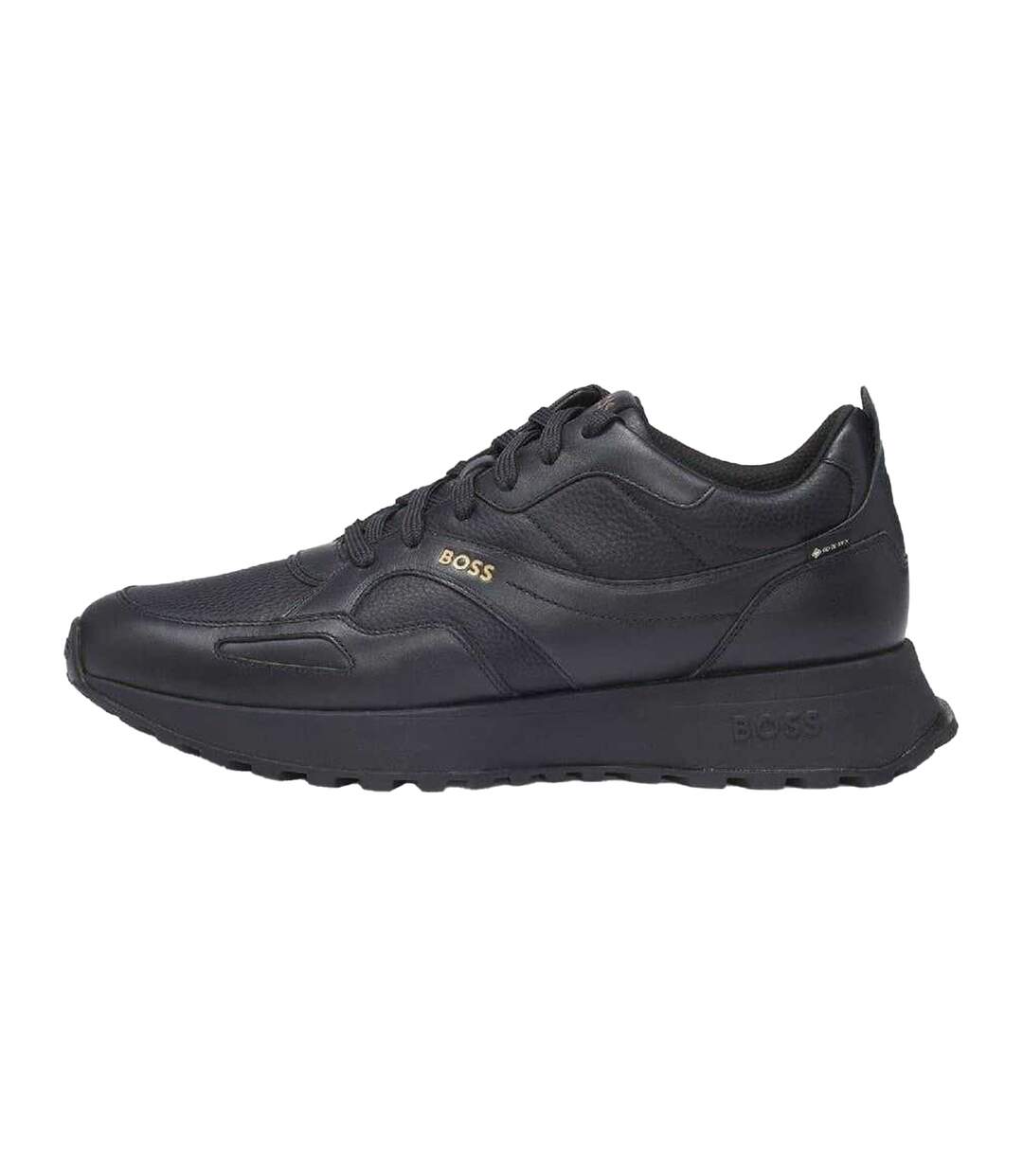 Mens Jonah Runn Leather Lace Up Trainers Dark Blue Boss-3
