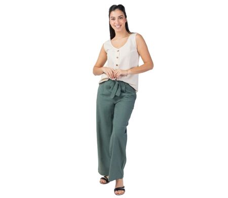 Pantalon femme été kaki SHERINE tendance Coton Du Monde