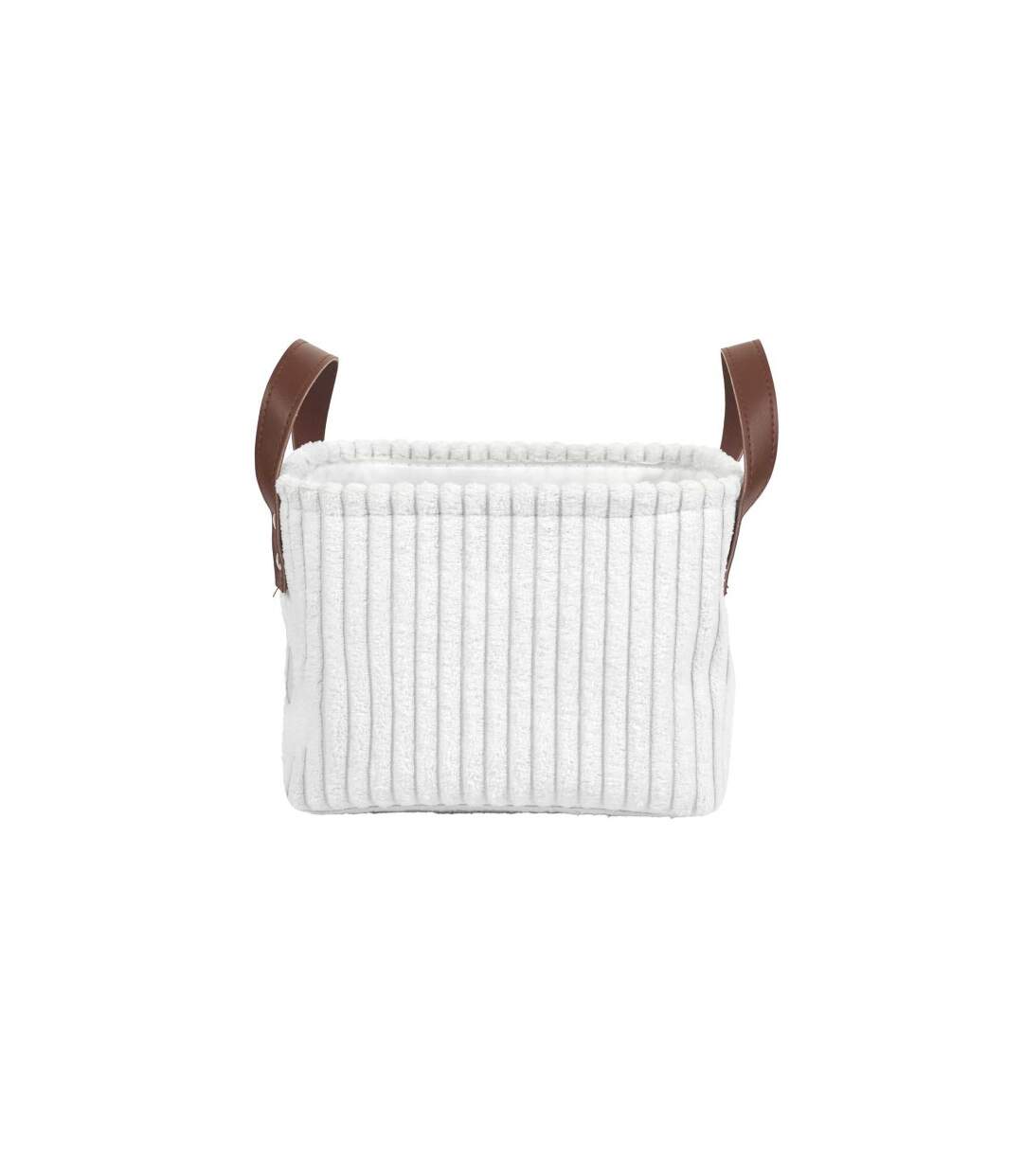 Lot de 3 Paniers de Rangement Velours Côtelé 36cm Blanc-5