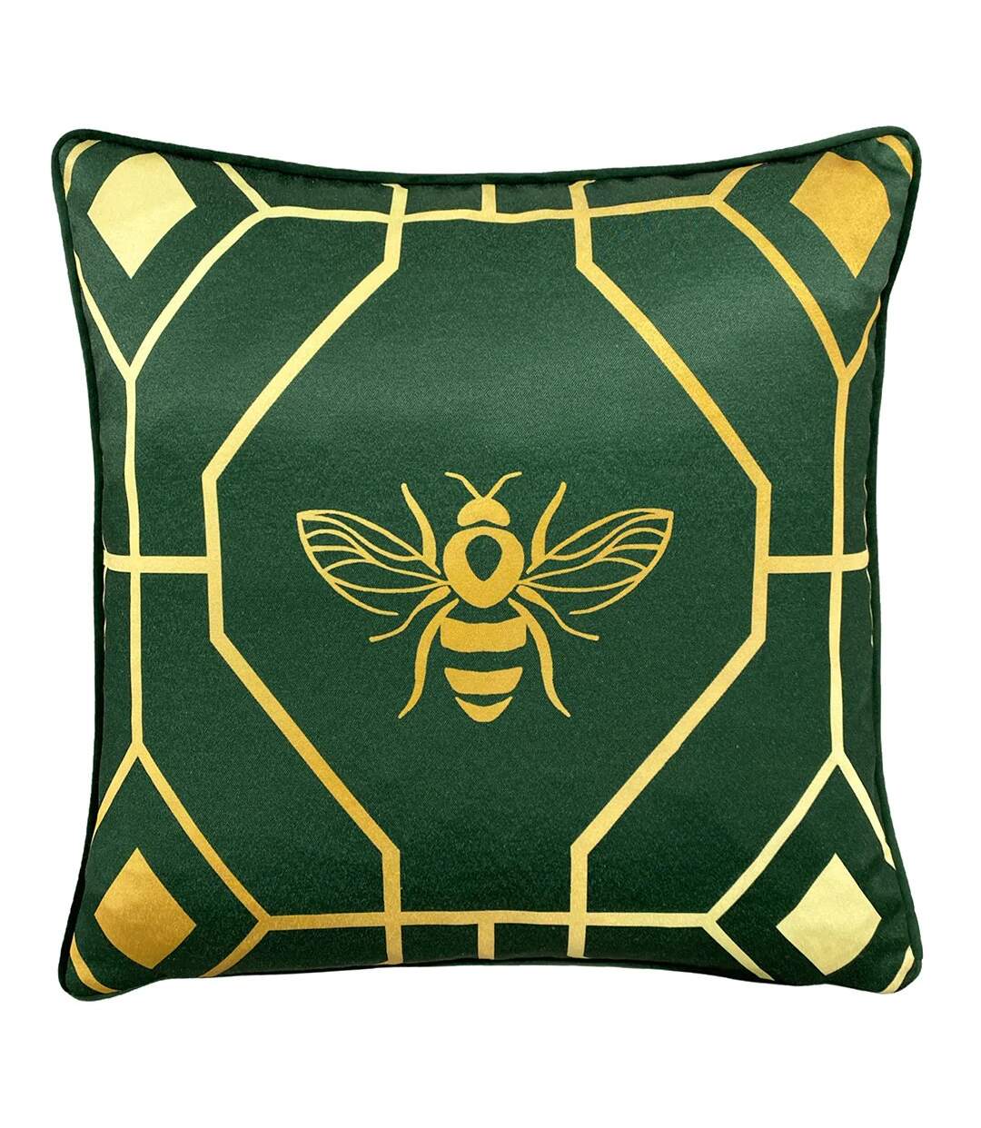 Bee deco geometric cushion cover one size emerald green Furn-1