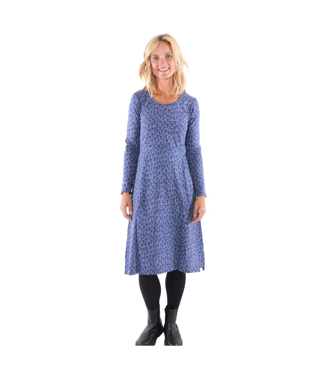 Robe Mi-longue Manches Longues Femme Bleu Lazy Jacks-1