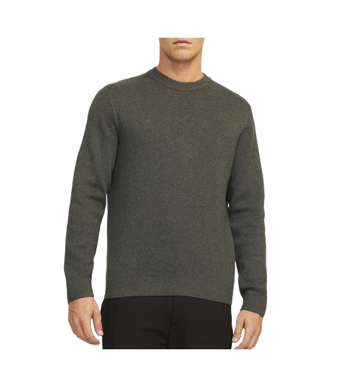 Pull kaki homme jack & jones stitch-1