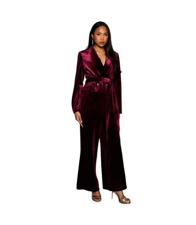 Womens/ladies velvet belted blazer burgundy Principles