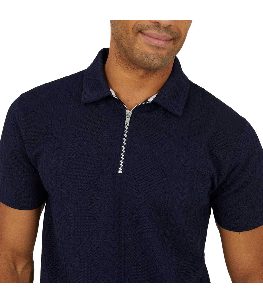 Polo Homme Bleu Marine Foncé Brave Soul-4