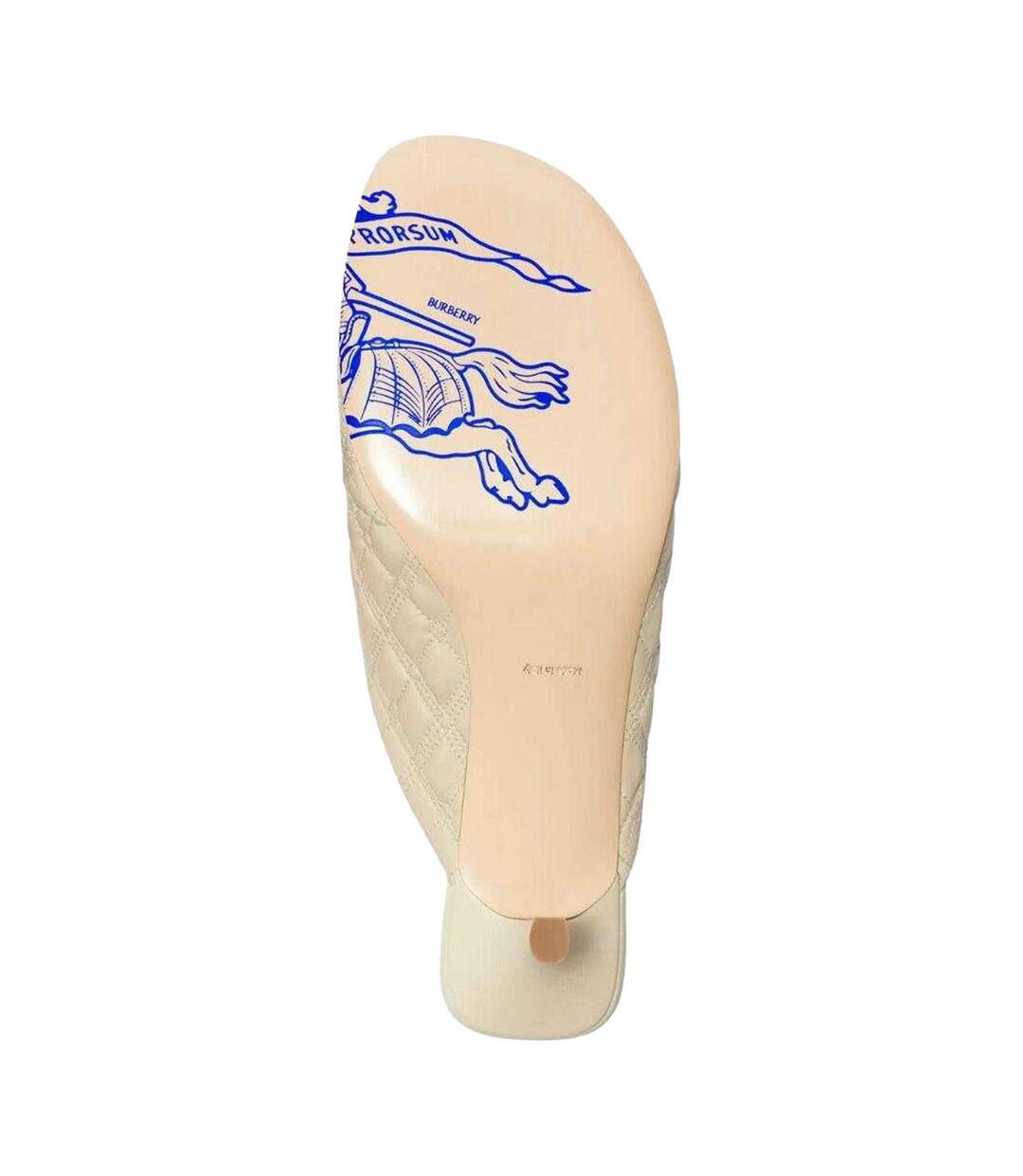 Womens/ladies Quilted Lambs Leather Embroidered Mule Sandals Beige Burberry-4
