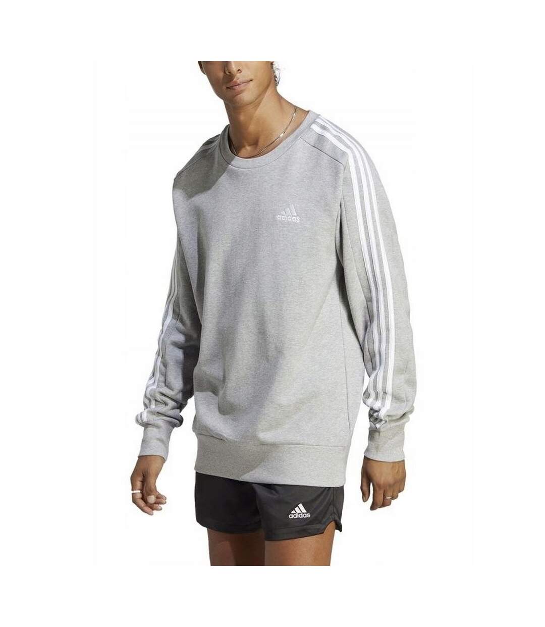 Sweat Style 3 Rayures Essentials Homme Gris Argenté Adidas-1
