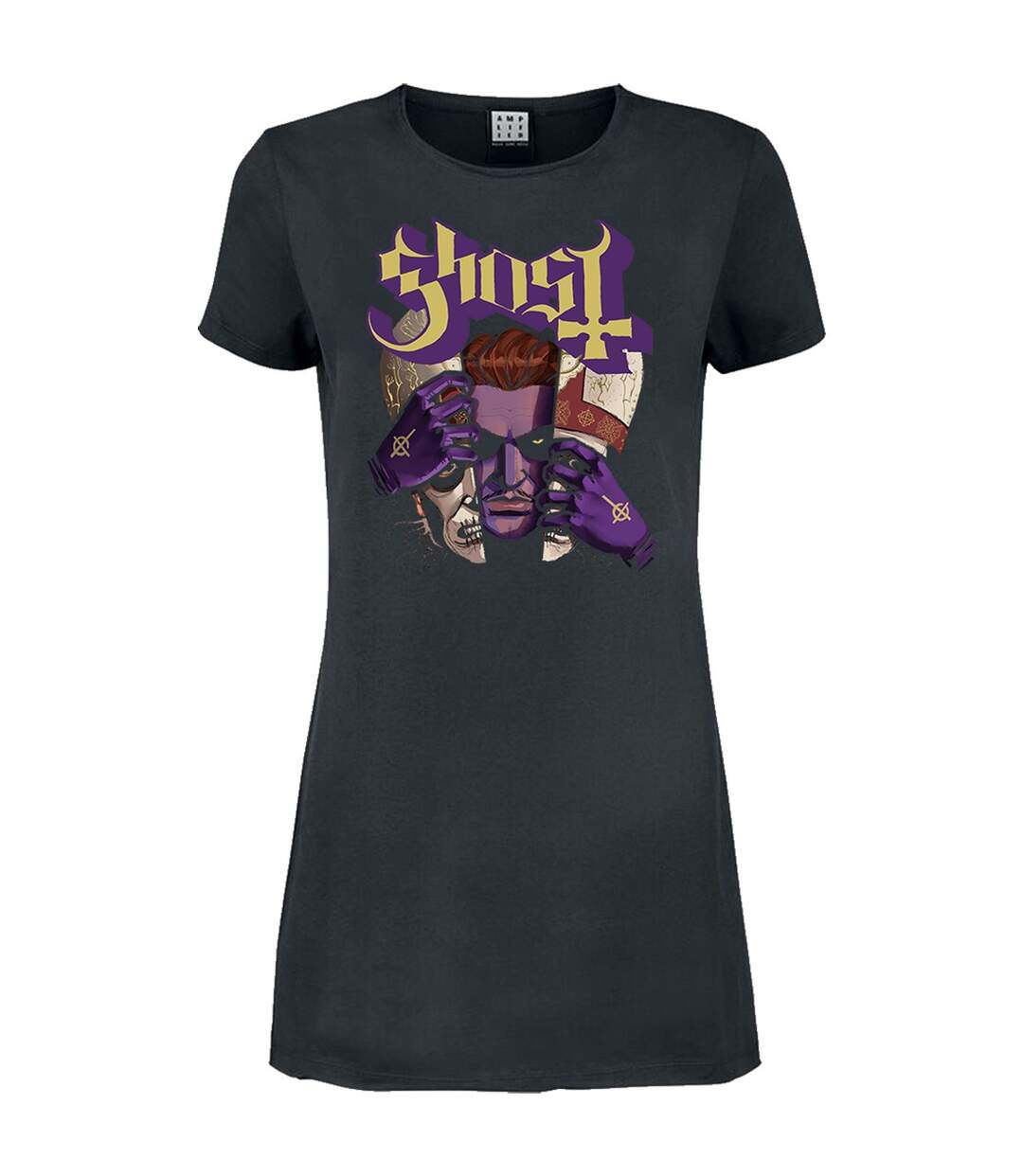 Womens/ladies alter egos ghost t-shirt dress charcoal Amplified-1