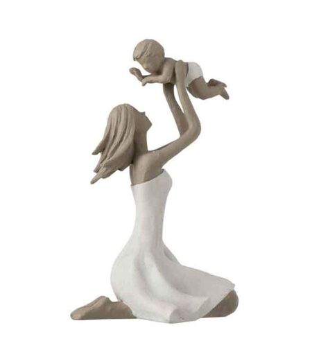 Statuette Déco Maman avec Enfant 18cm Blanc