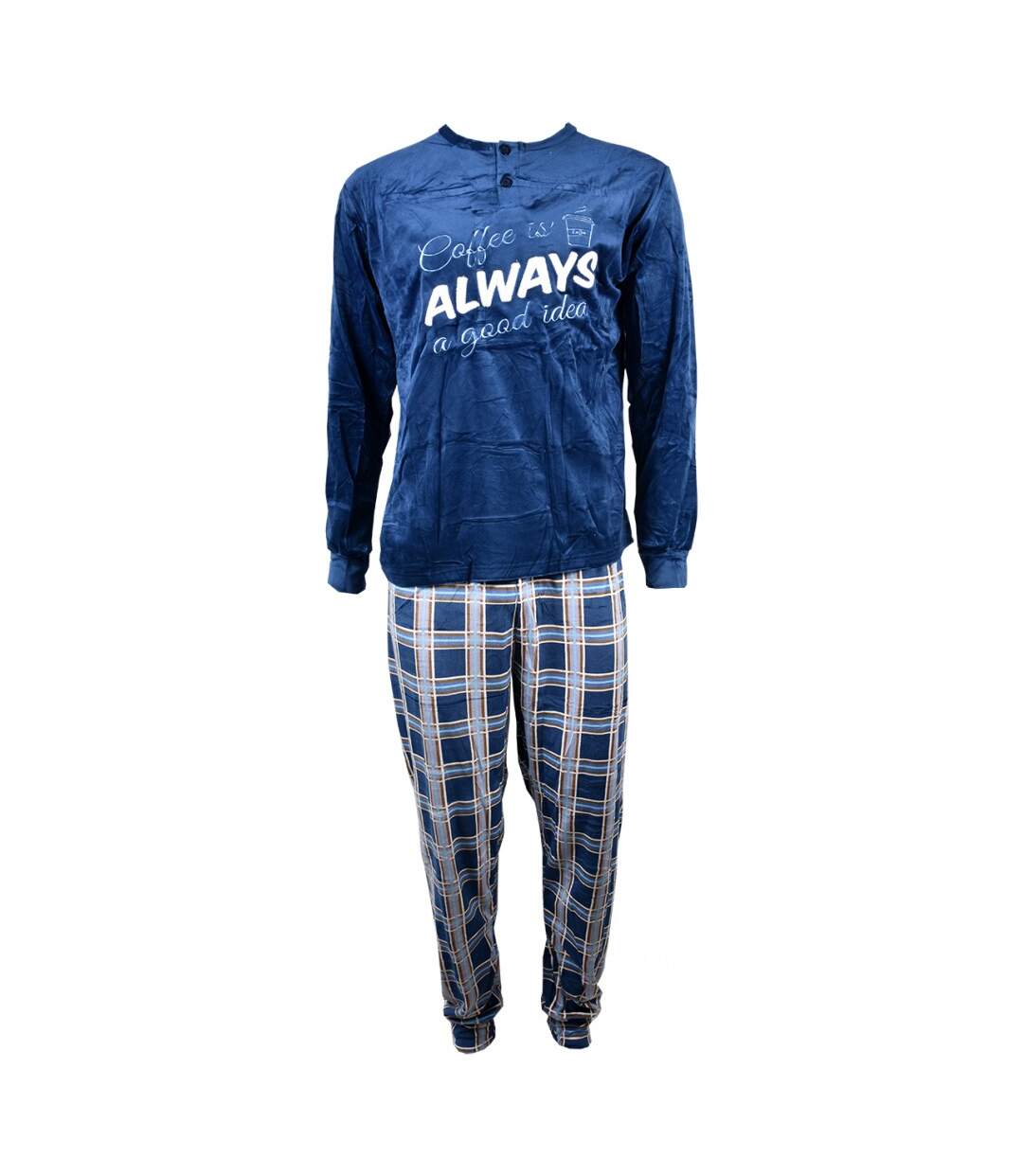 Pyjama Homme Long SWEET SECRET Q2733 POLAIRE MARINE-1