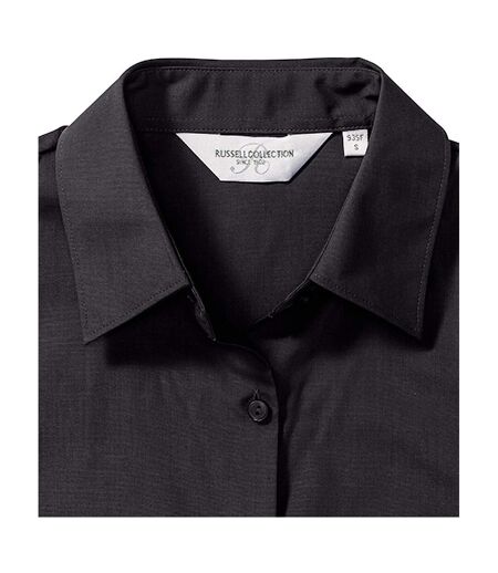 Russell Collection Ladies/Womens Short Sleeve Poly-Cotton Easy Care Poplin Shirt (Black) - UTBC1028