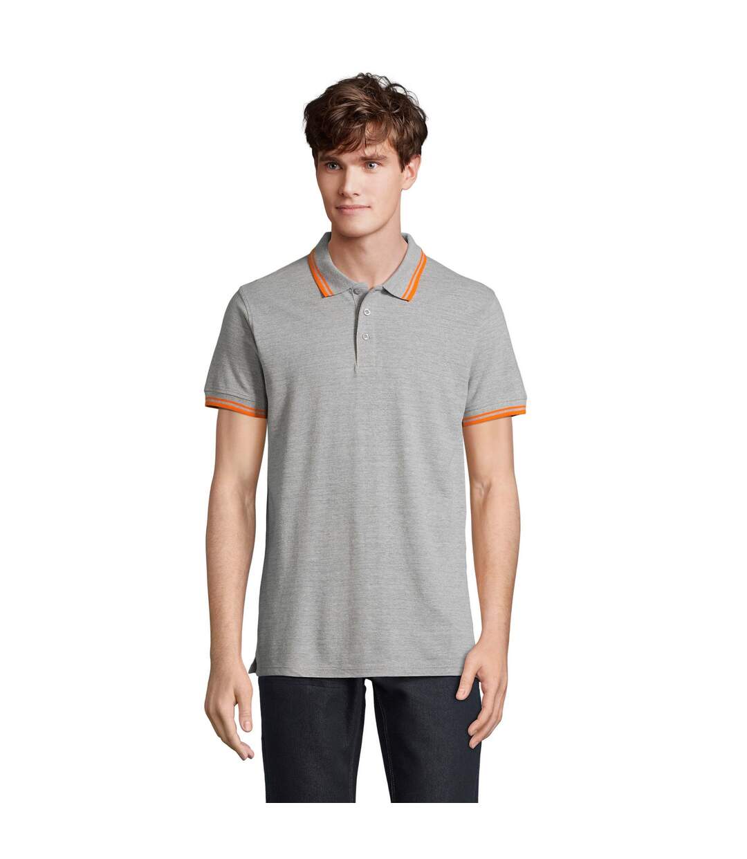 Polo Pasadena Homme Gris Chiné Orange SOLS-2