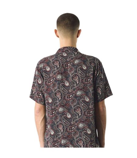 Mens Paisley Regular Short-sleeved Shirt Black Multicoloured Pretty Green