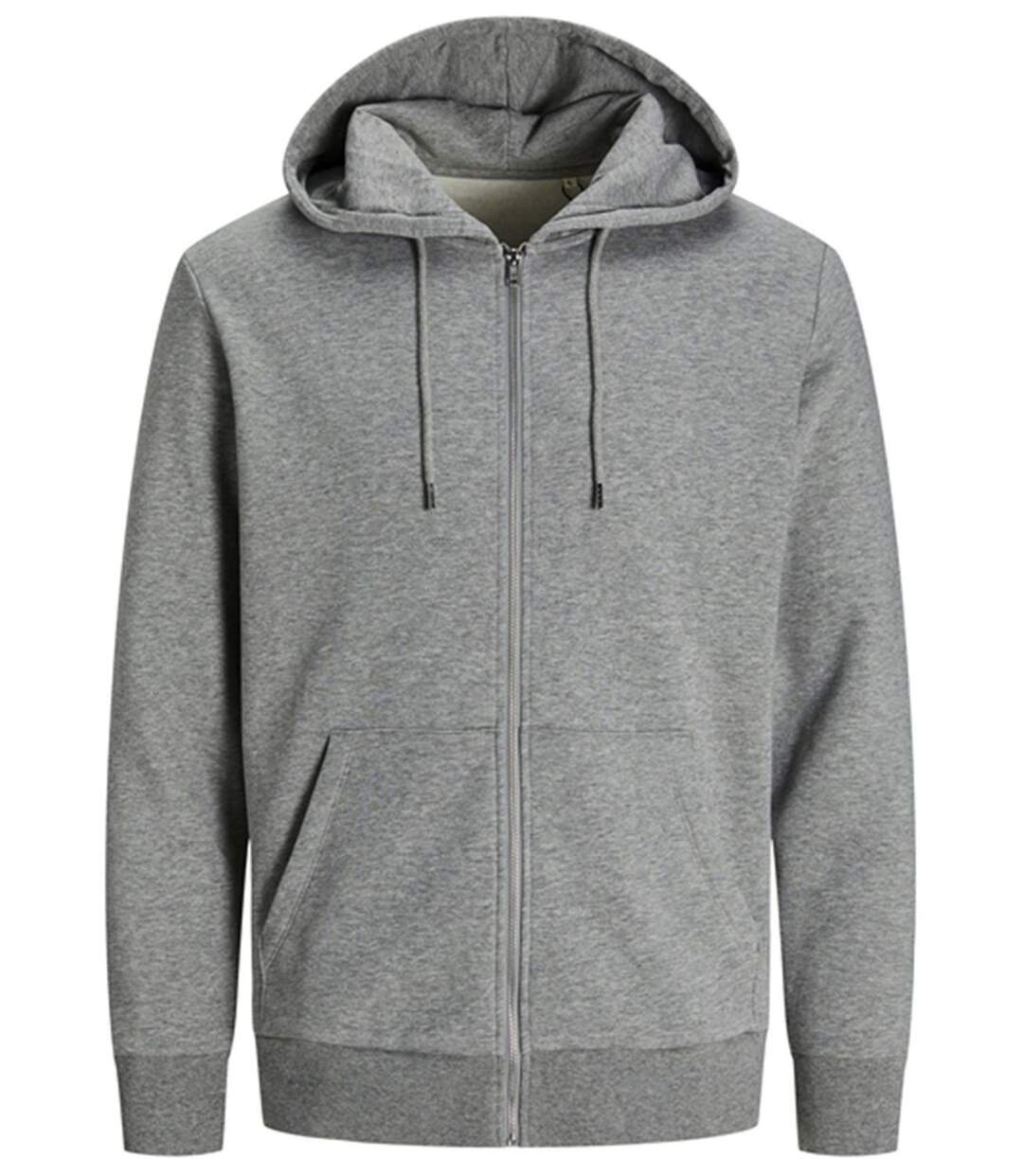 Sweat zippé à capuche - JACK&JONES - Unisexe - JJ3907 - gris clair mélange-2