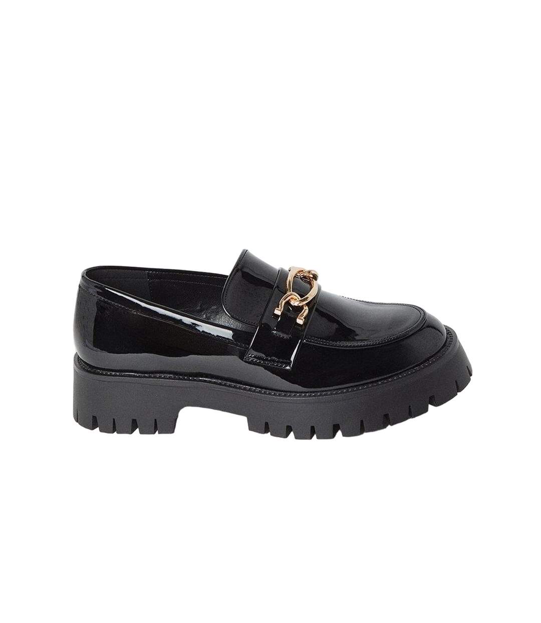 Womens/ladies Nash Snaffle Detail Chunky Flat Loafers True Black Faith-2