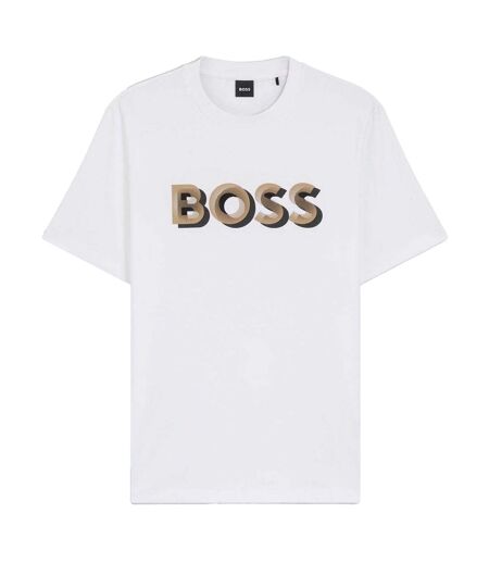Mens Thompson Logo T-shirt White Boss