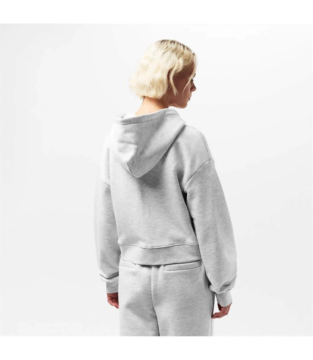 Womens/ladies Applique Logo Cotton Full Zip Hoodie Grey Couture-4