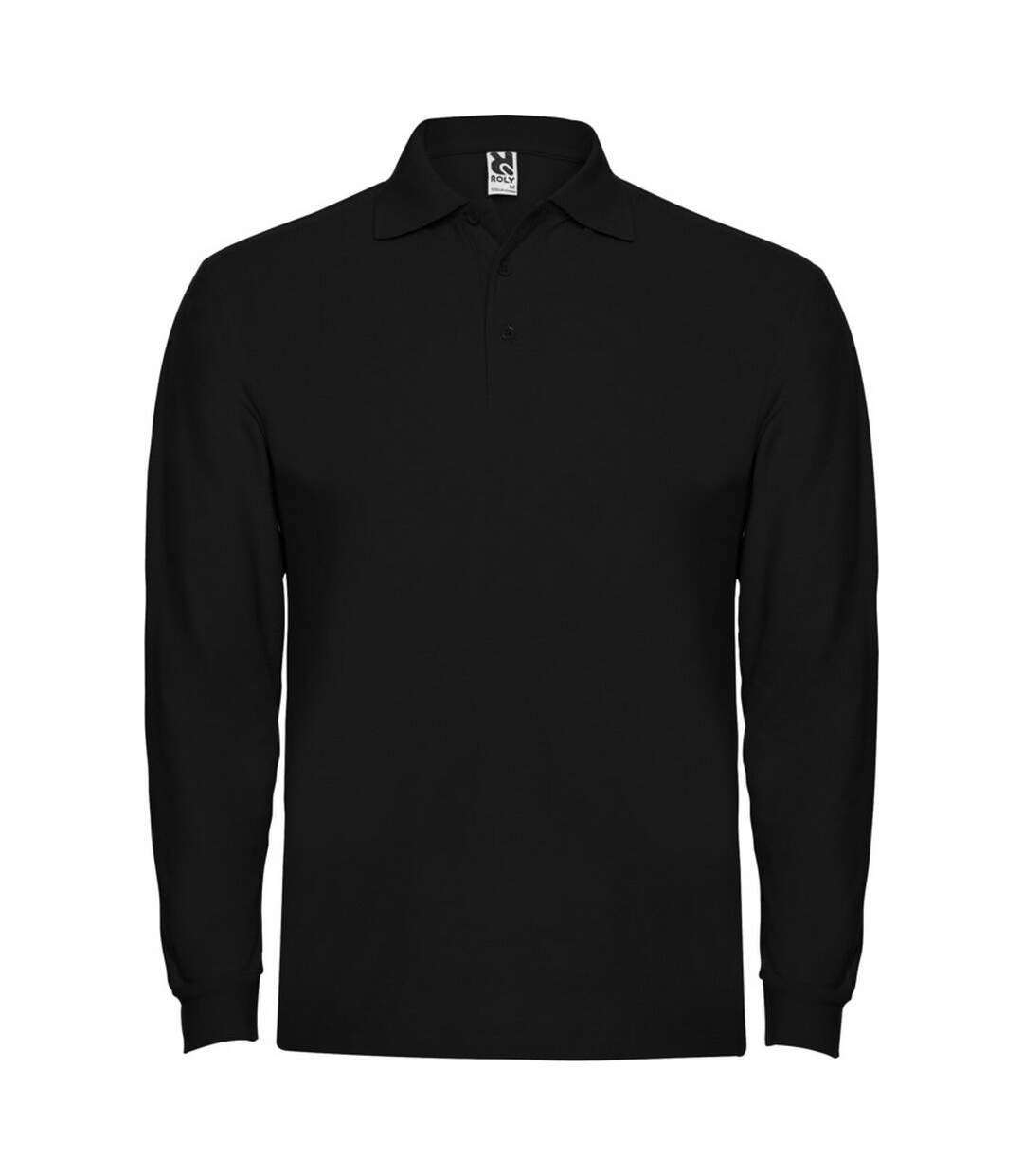 Mens estrella long-sleeved polo shirt solid black Roly