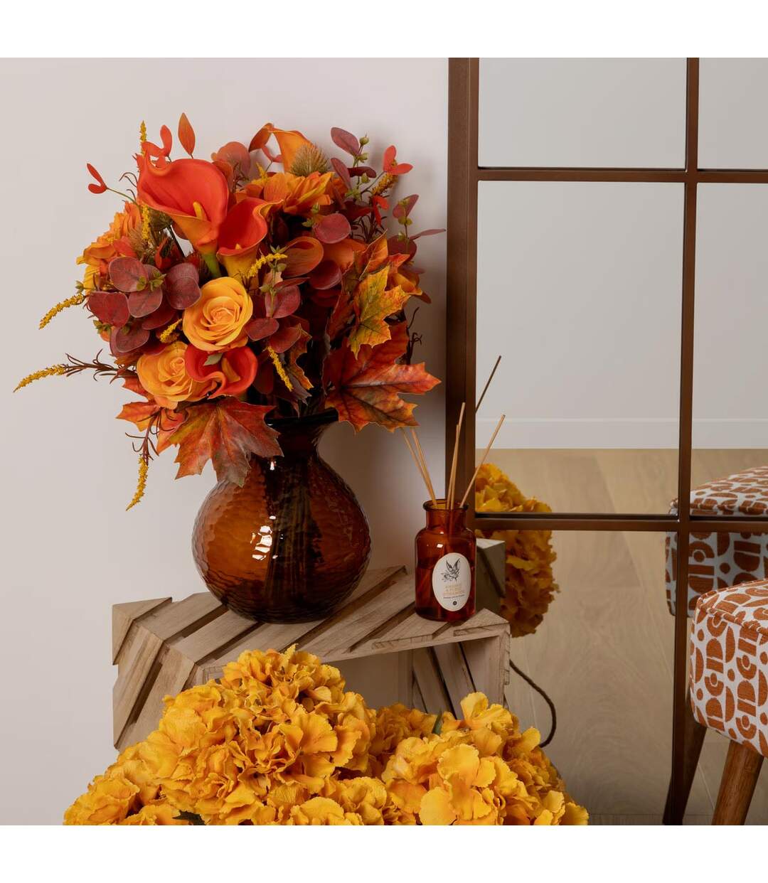 Bouquet Artificiel Automnal James 55cm Orange-3