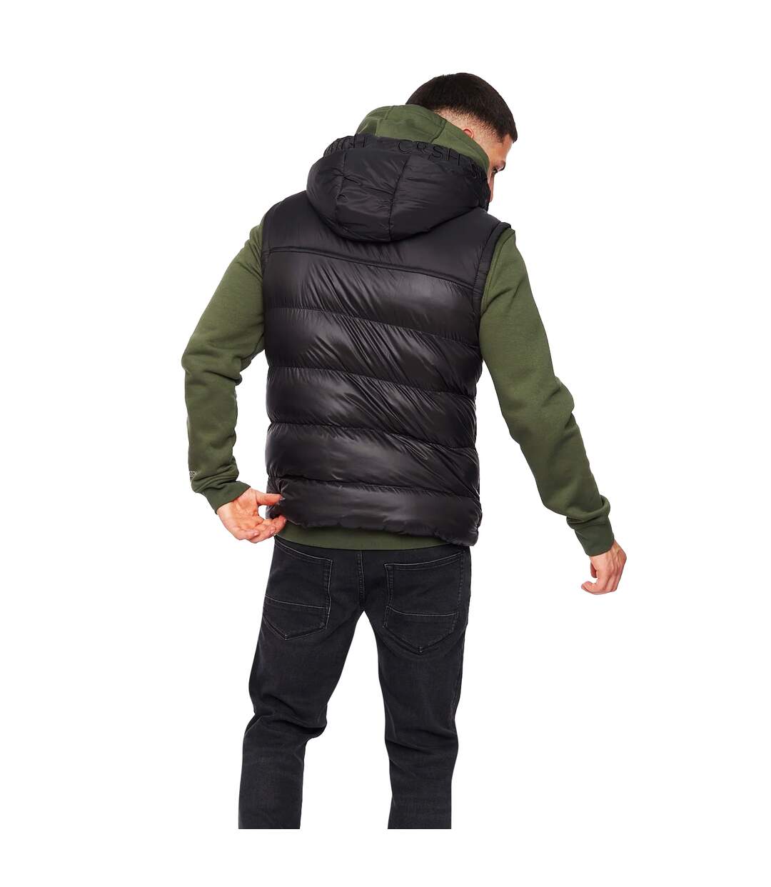 Mens Craystore Hooded Gilet Black Crosshatch-2