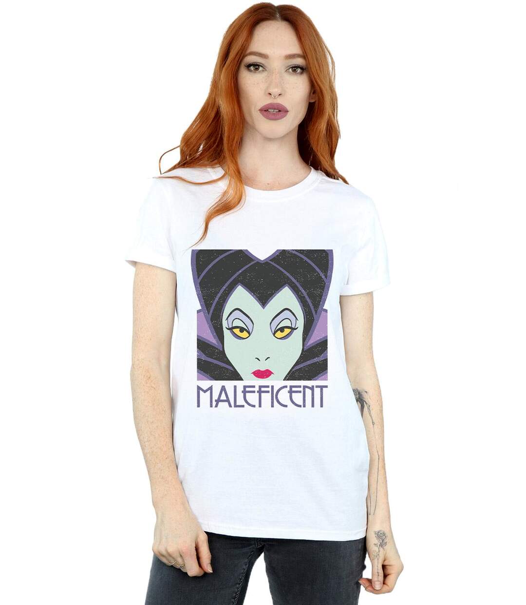 Disney - T-shirt MALEFICENT CROPPED HEAD - Femme (Blanc) - UTBI16688-2