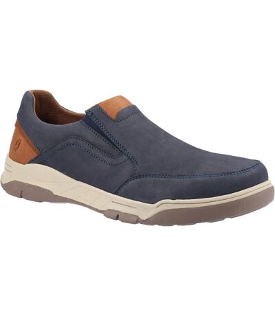 Mens fletcher leather shoes navy/tan Hush Puppies