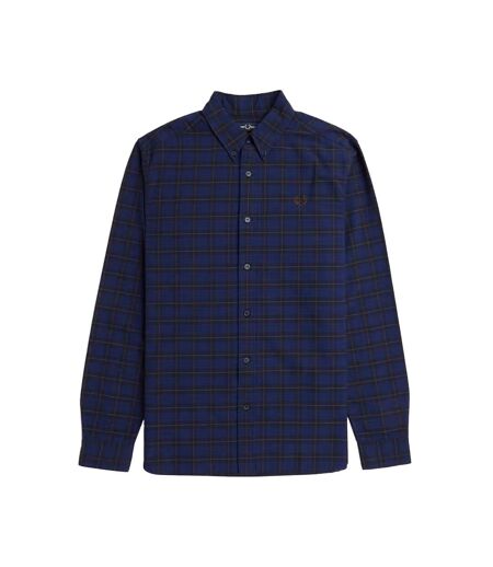 Chemise Manches Longues Motif/style Tartan Homme Bleu Marine Fred Perry