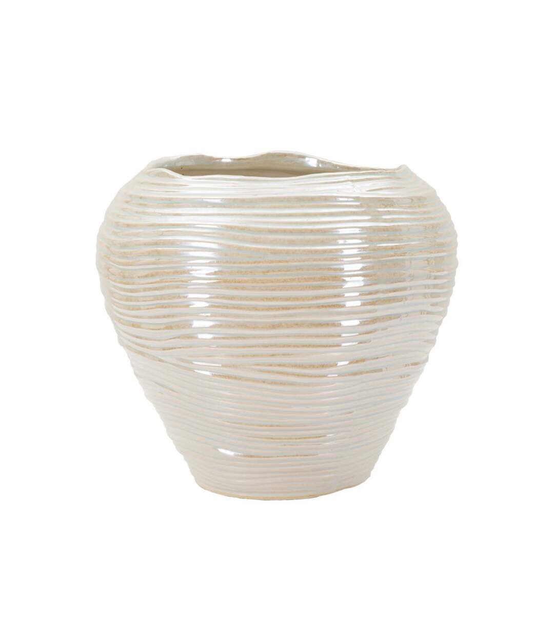 Vase Rond en Céramique Perly 27cm Blanc-1