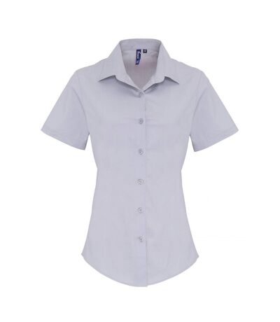 Premier Womens/Ladies Stretch Short-Sleeved Formal Shirt (Silver) - UTPC5841