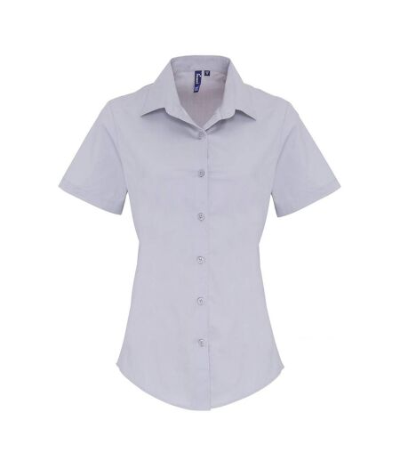 Premier Womens/Ladies Stretch Short-Sleeved Formal Shirt (Silver) - UTPC5841