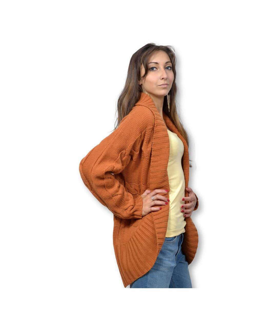 Gilet femme manches longues de couleur orange - décontracté