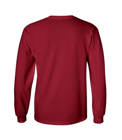 Gildan Mens Plain Crew Neck Ultra Cotton Long Sleeve T-Shirt (Cardinal) - UTBC477