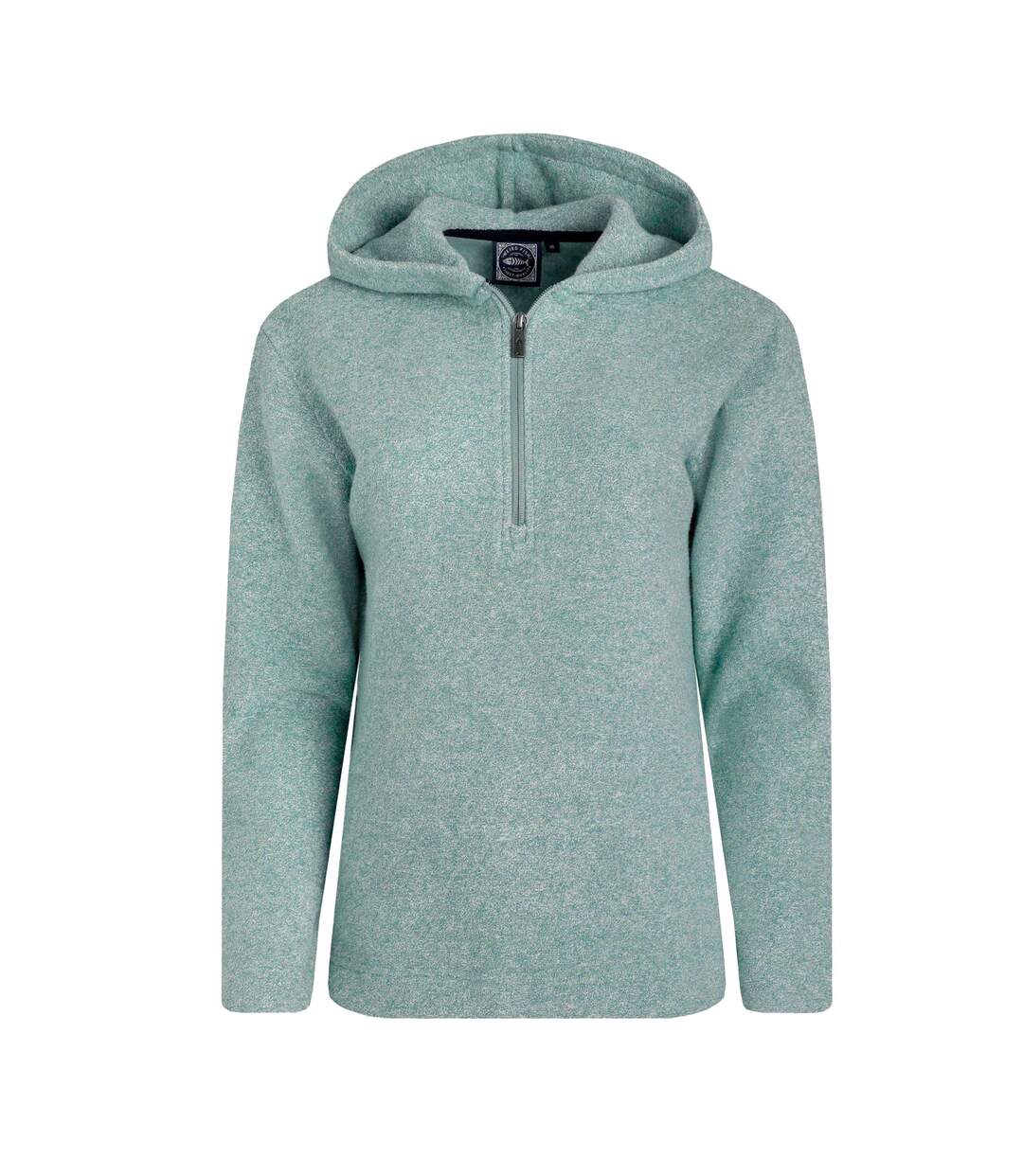 Womens/ladies alisa snow fleece quarter zip hoodie mineral blue marl Weird Fish-1