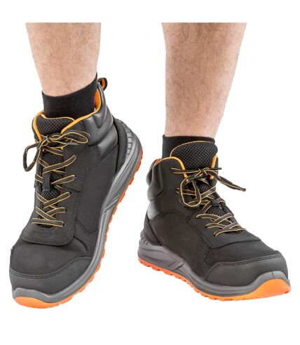 Unisex adult stirling nubuck safety boots black/grey/orange WORK-GUARD by Result