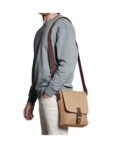 Quadra Contrast Detail Canvas Messenger Bag (Sahara) (One Size) - UTPC6490