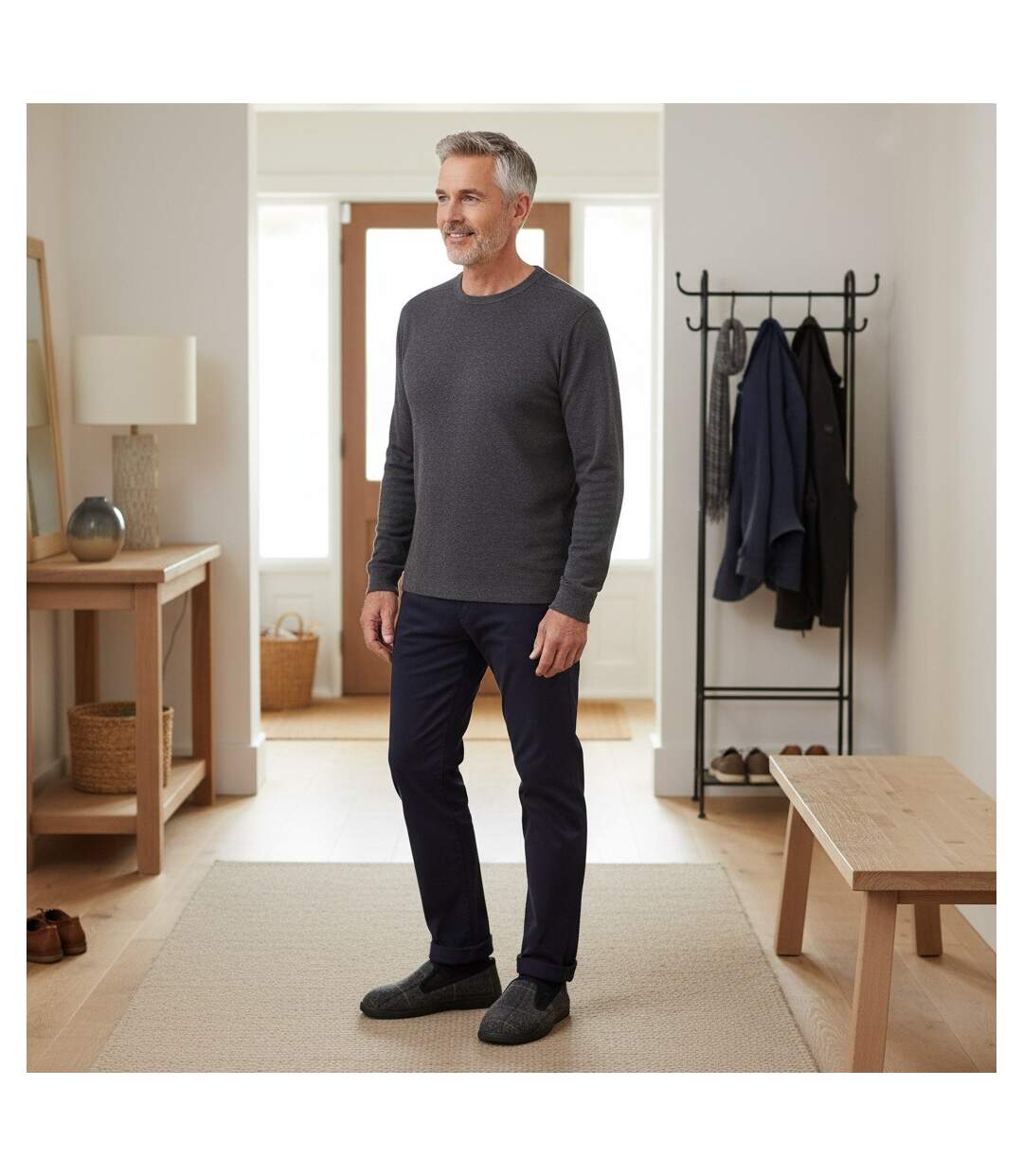 OZABI Charentaises Homme Fourrées Carreaux et Chevrons, Semelle Antidérapante-5