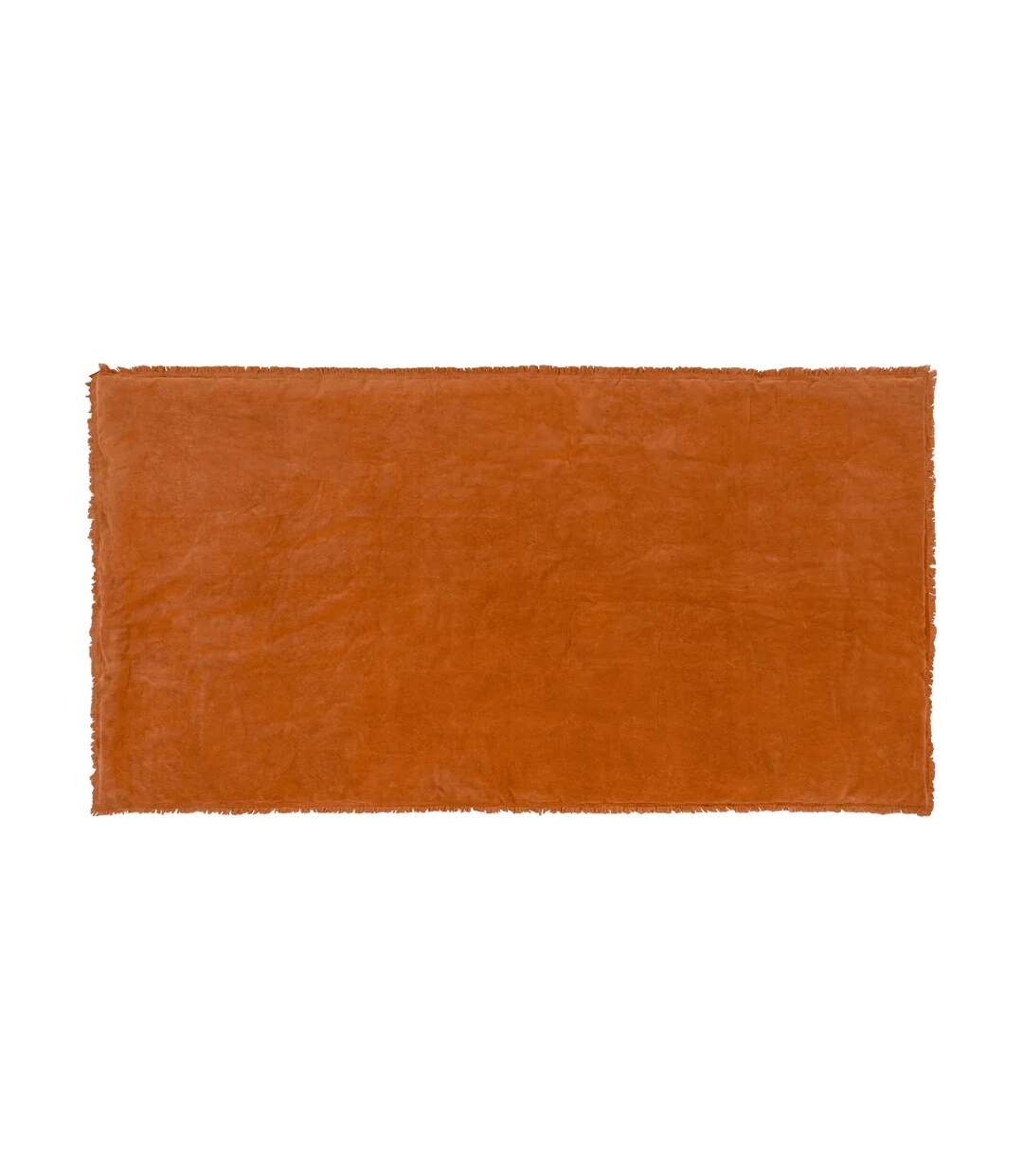 Jaye fringed velvet bedspread 220cm x 140cm rust Yard