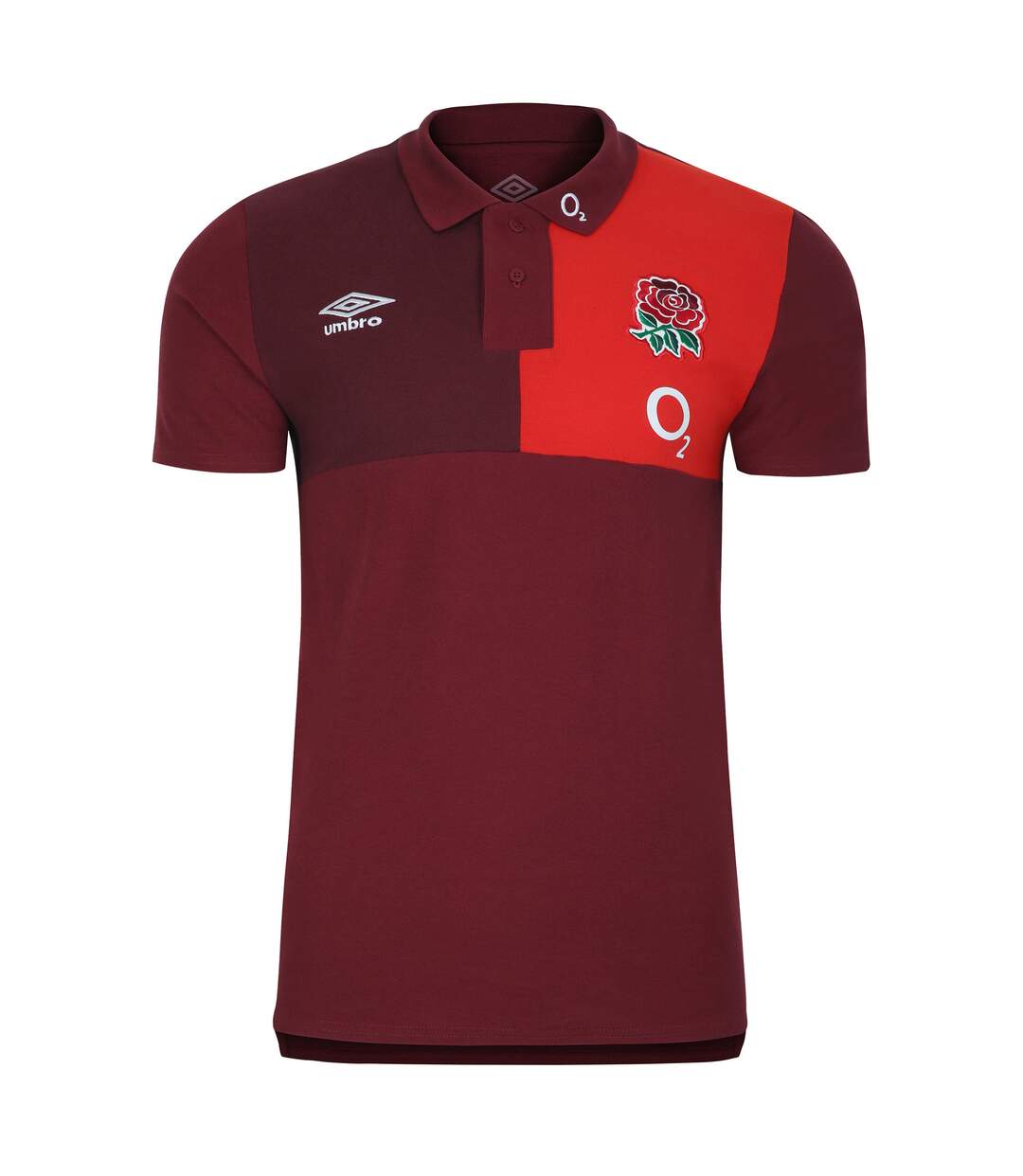 Mens 23/24 England Rugby Cvc Polo Shirt Tibetan Red Zinfandel Flame Scarlet Umbro-1