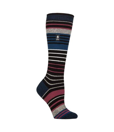 Ladies Ultra Lite Thin Thermal Winter Ski Socks with Stripes